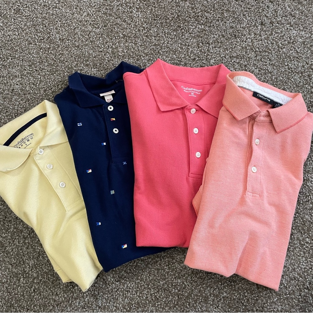 Bundle Claiborne Men's Polo Shirt Set - Yellow, Navy, Pink, Coral